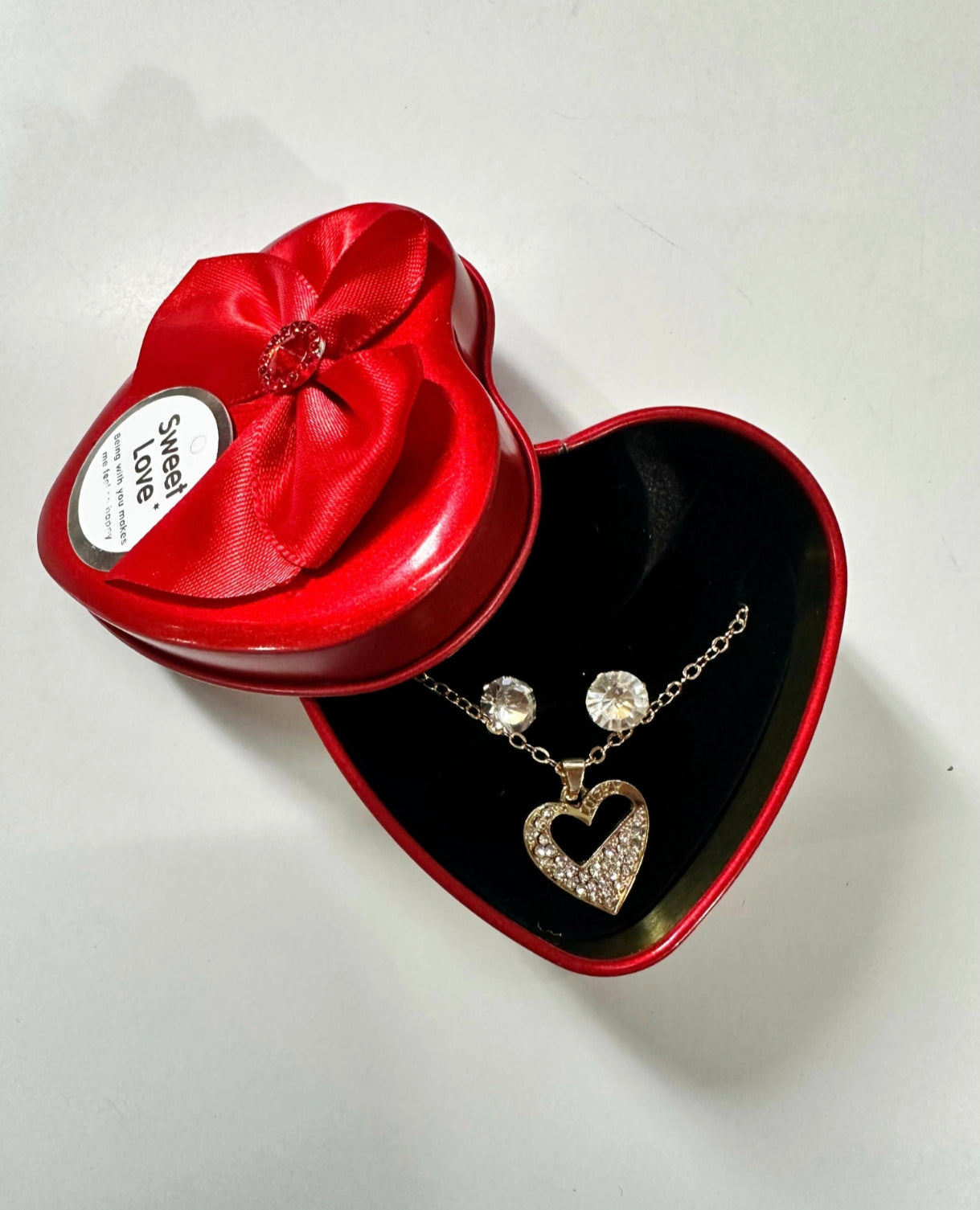 Heart Pendant Necklace Gift Set With Decorative Heart Box For Gifting ( Design May Vary Of The Necklace)